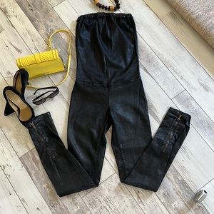 Faux Leather Skinny strapless jumpsuit